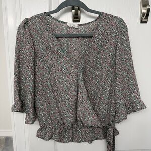 Floral Wrap Blouse